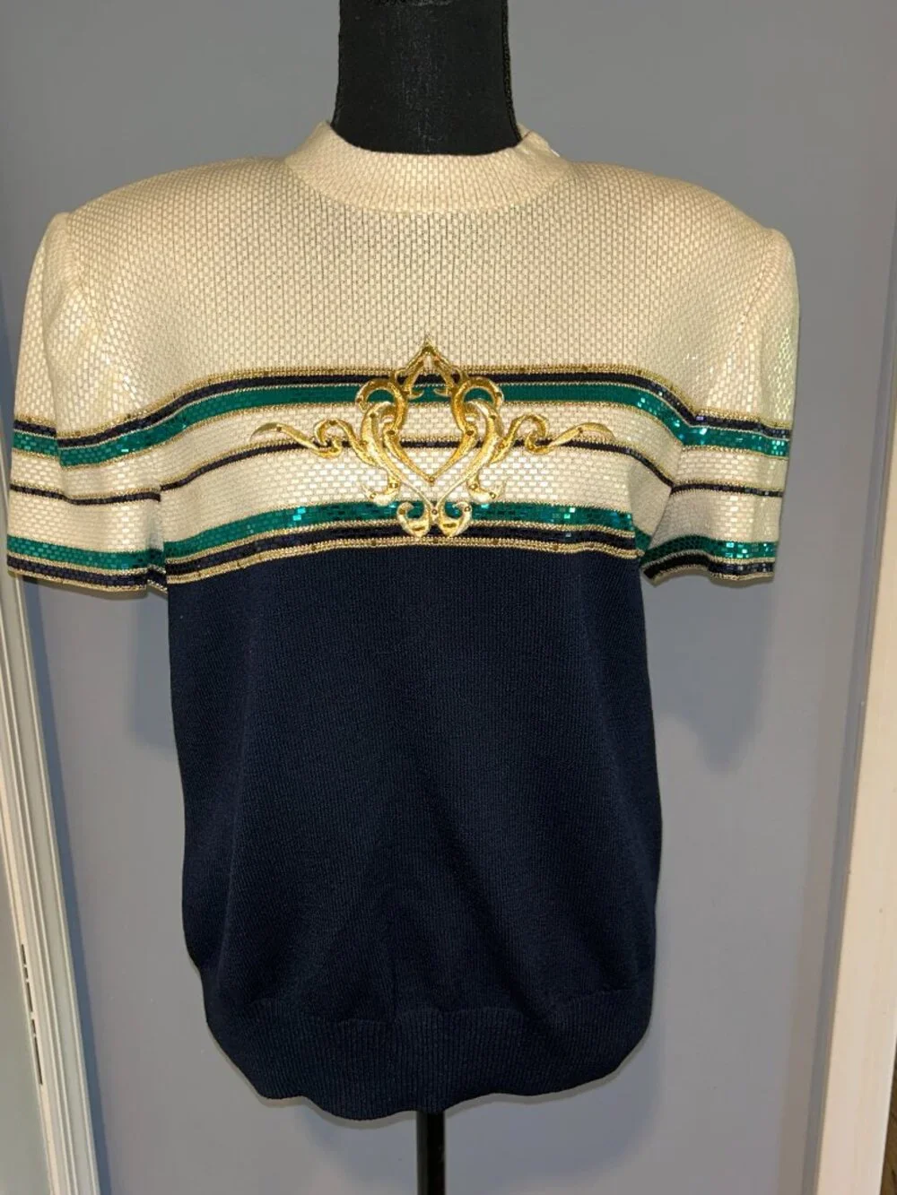 St. John Evening Marie Gray Santana Knit Sequin Embellished Sweater, Ladie's 12
